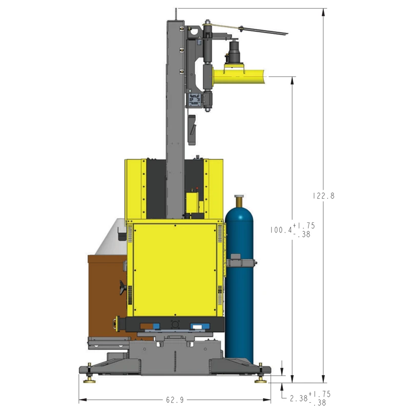 Side view of a Freestanding Column with dimension callouts