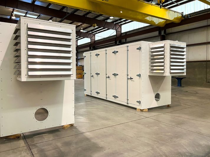 Large white sound blower enclosures