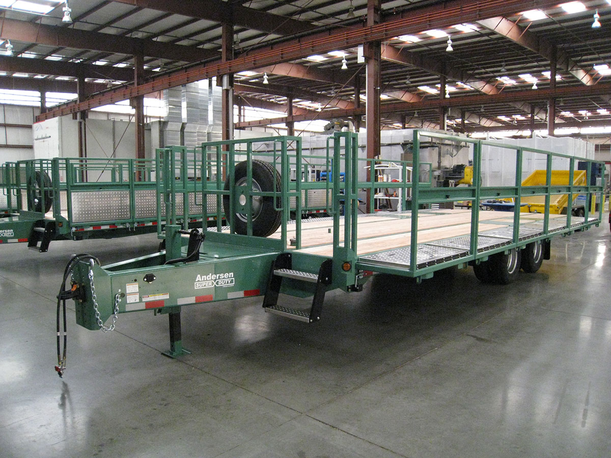 Andersen Custom Tag Equipment Trailer with Slide Out Hand Rails and Fold Down Aluminum Walkways 