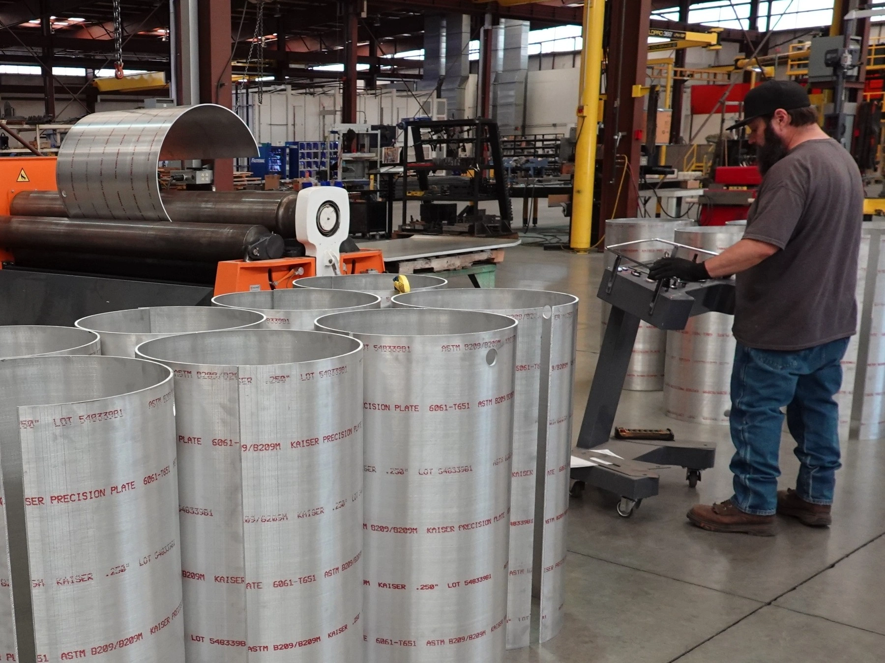 Rolling 6061 aluminum 0.25” plates into tank walls