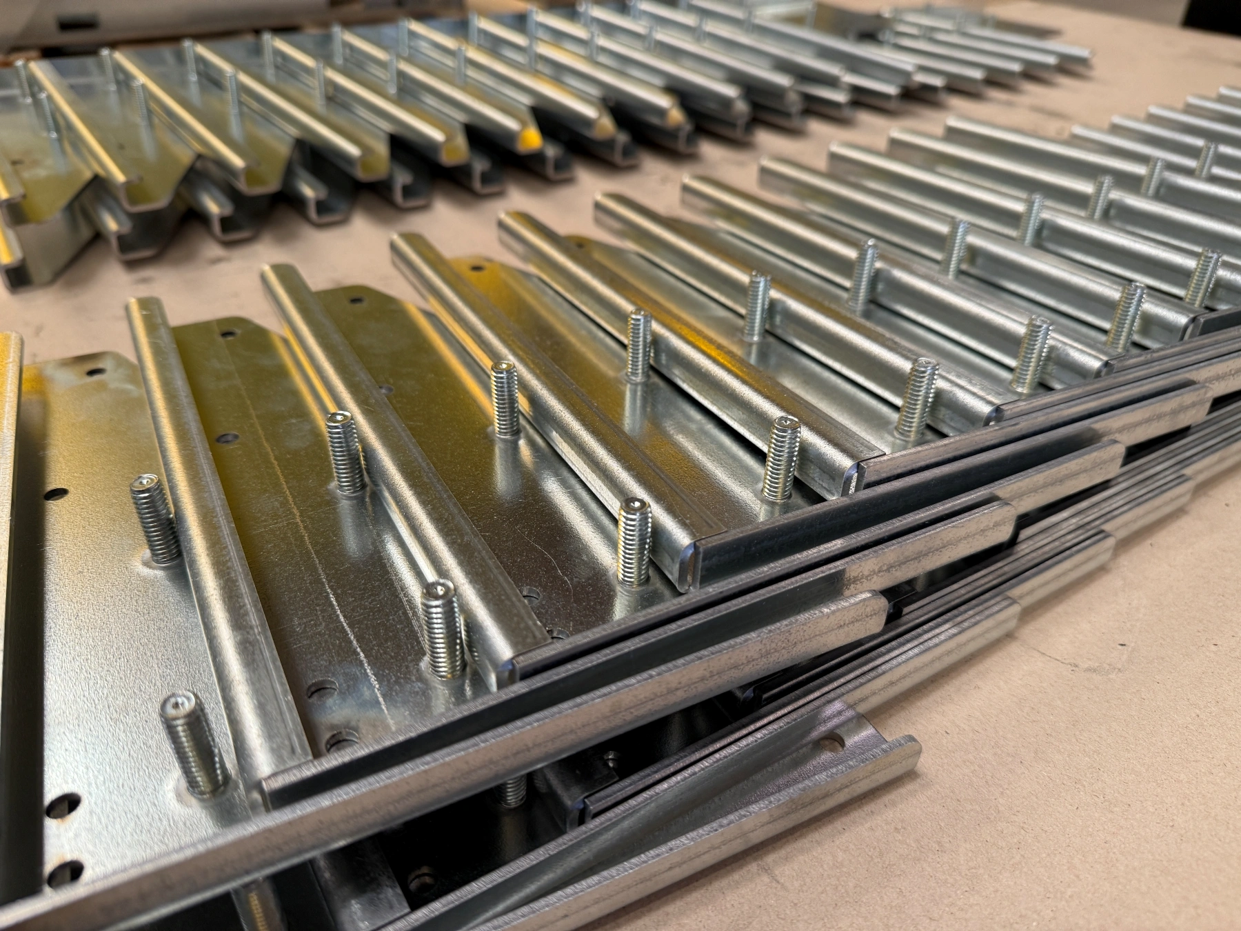 12-gauge galvanized steel shipping brackets on a pallet