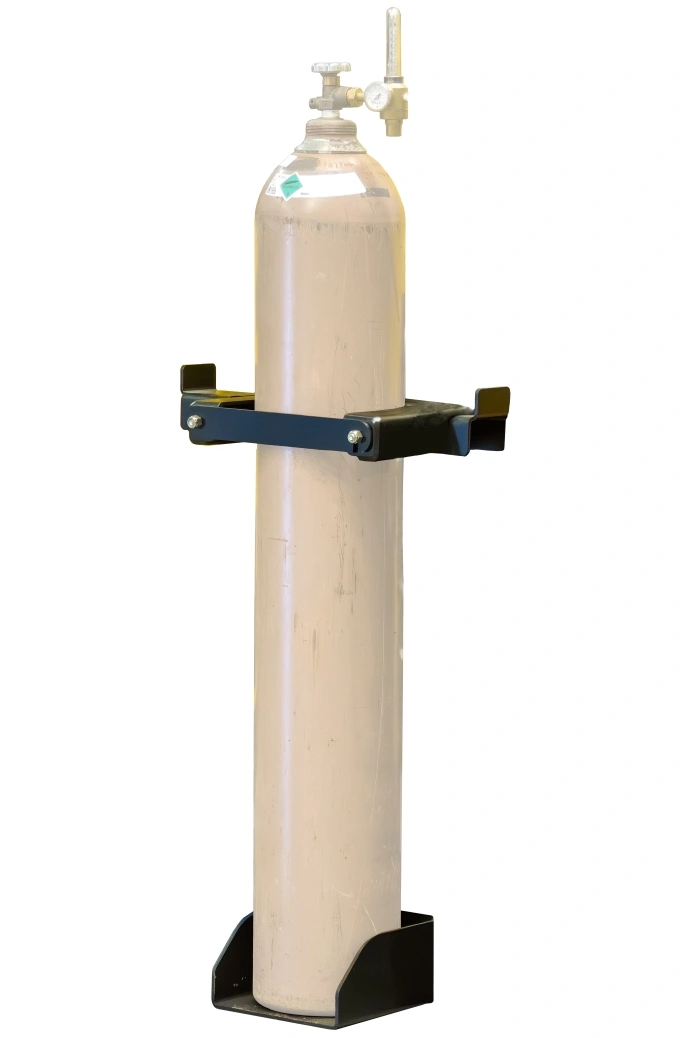 A WeldPro 360 Gas Cylinder Mount with a cylinder of inert gas loaded