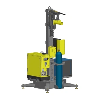 A WeldPro 360 boom arm and welding equipment mounted to a WeldPro 360 Freestanding Column