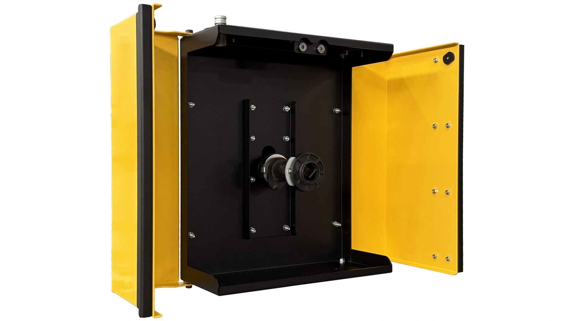 A WeldPro 360 Weld Wire Spool Enclosure with the doors open