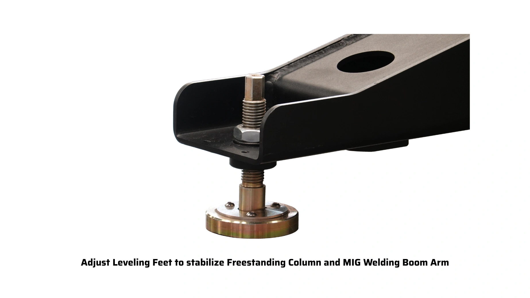 A leveling foot on the WeldPro 360 Freestanding Column