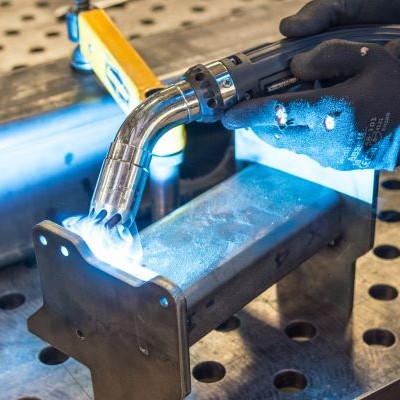 Up close look at weld fume extraction during welding.
