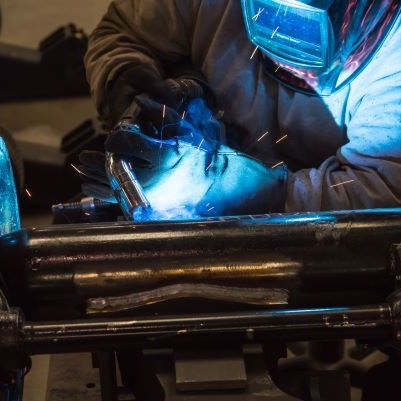 Up close look at weld fume extraction during welding.