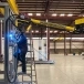 Weld fume extraction during welding of a large weldment.
