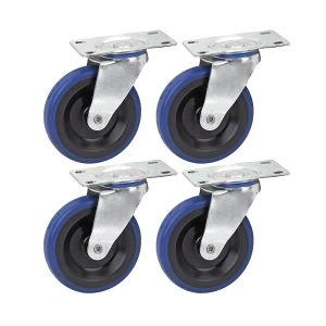 Four blue, 4-in. caster wheels