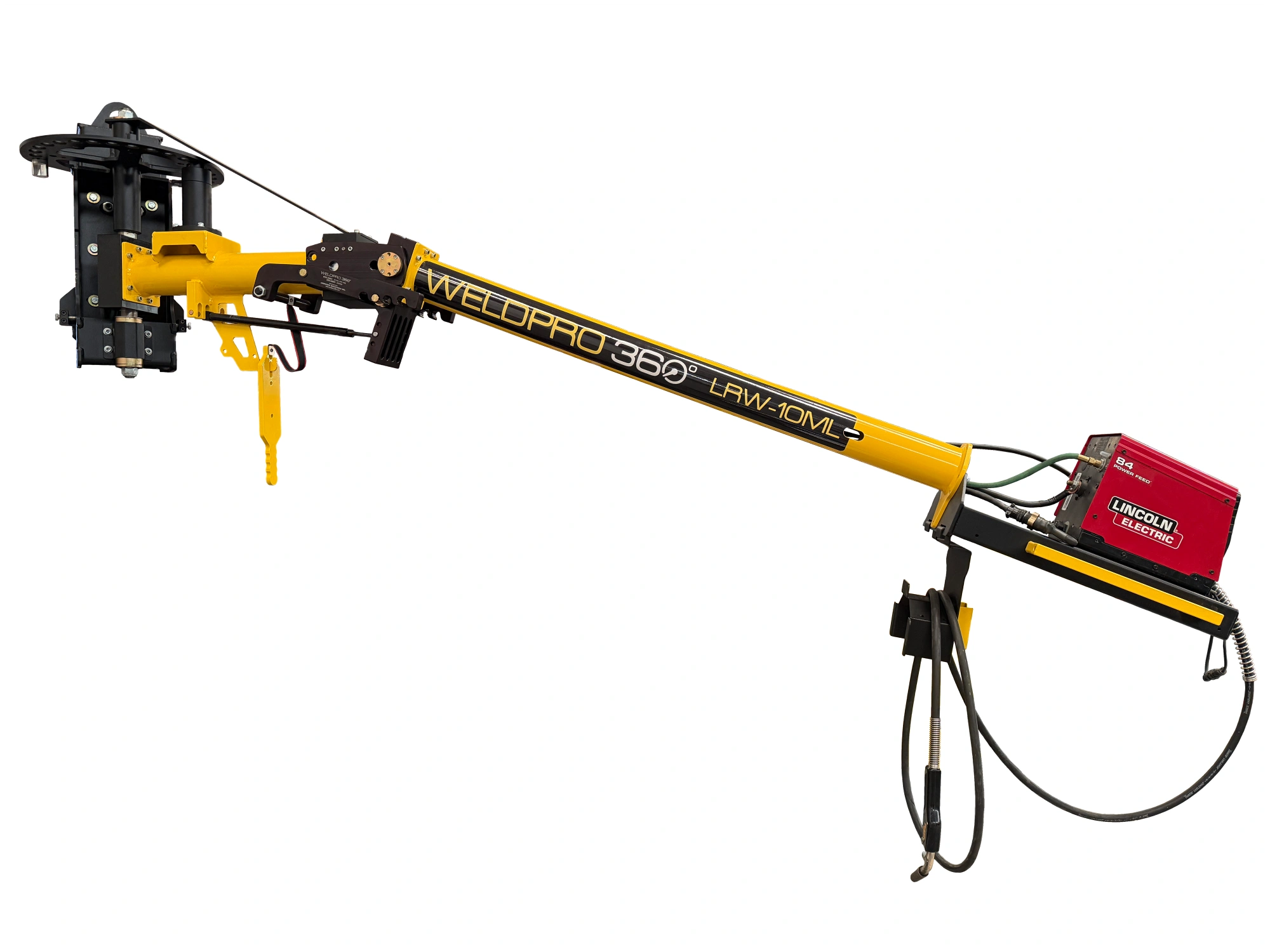 WeldPro 360 LRW-10ML MIG Welding Boom Arm with a Lincoln wire feeder installed