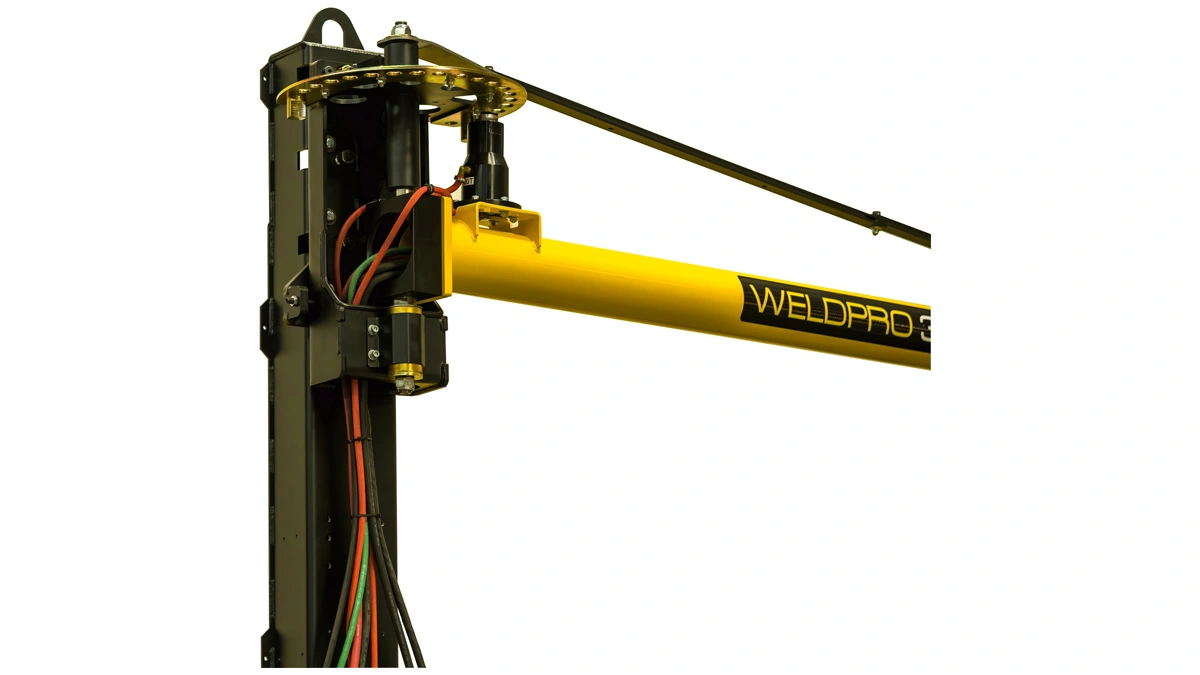 Close up of the main pivot assembly of the WeldPro 360 LRW-18 MIG Welding Boom Arm