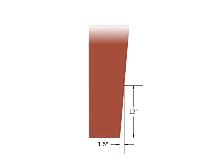 Tapered column with callout for maximum rise & run
