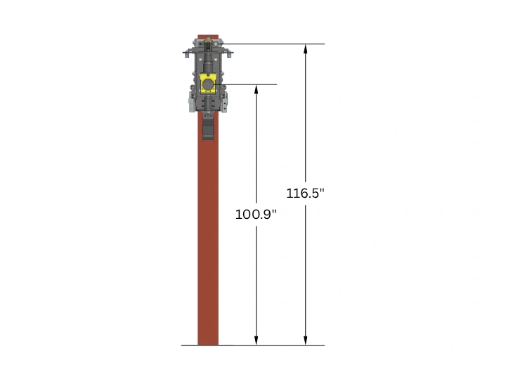WeldPro 360 boom arm mounted on a tapered building column